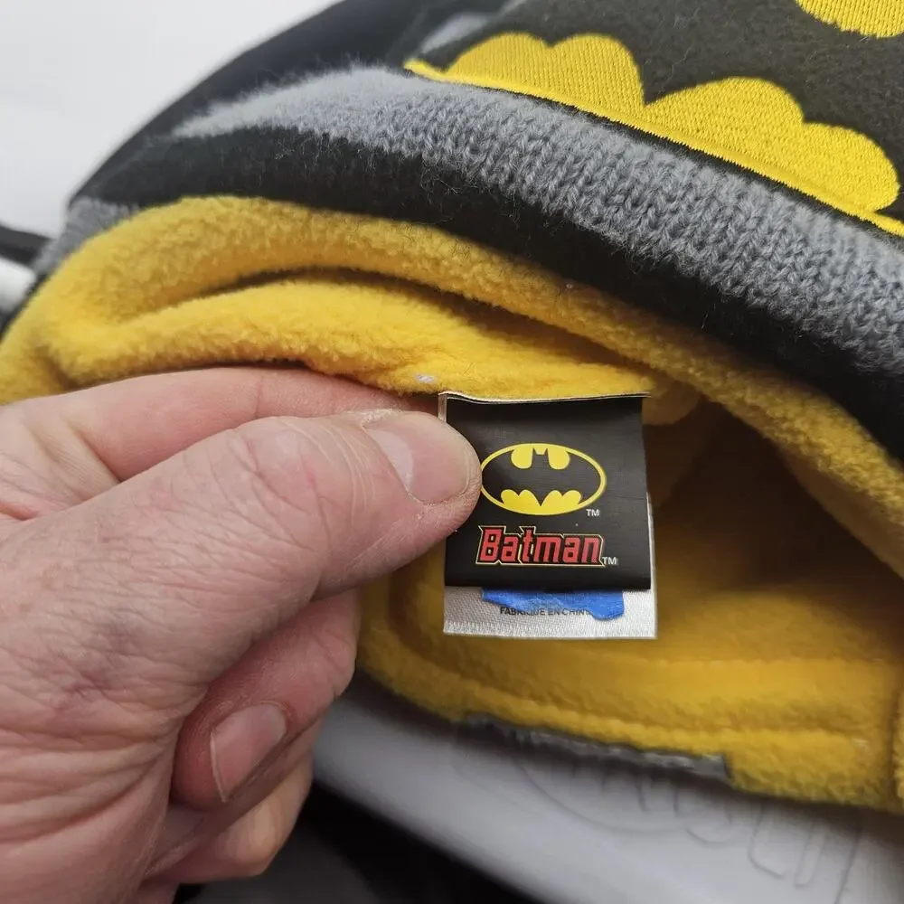 Batman Hat Cap Flipeez‎ Snap Back Youth One Size Gray Black Yellow Bat Ears Cozy